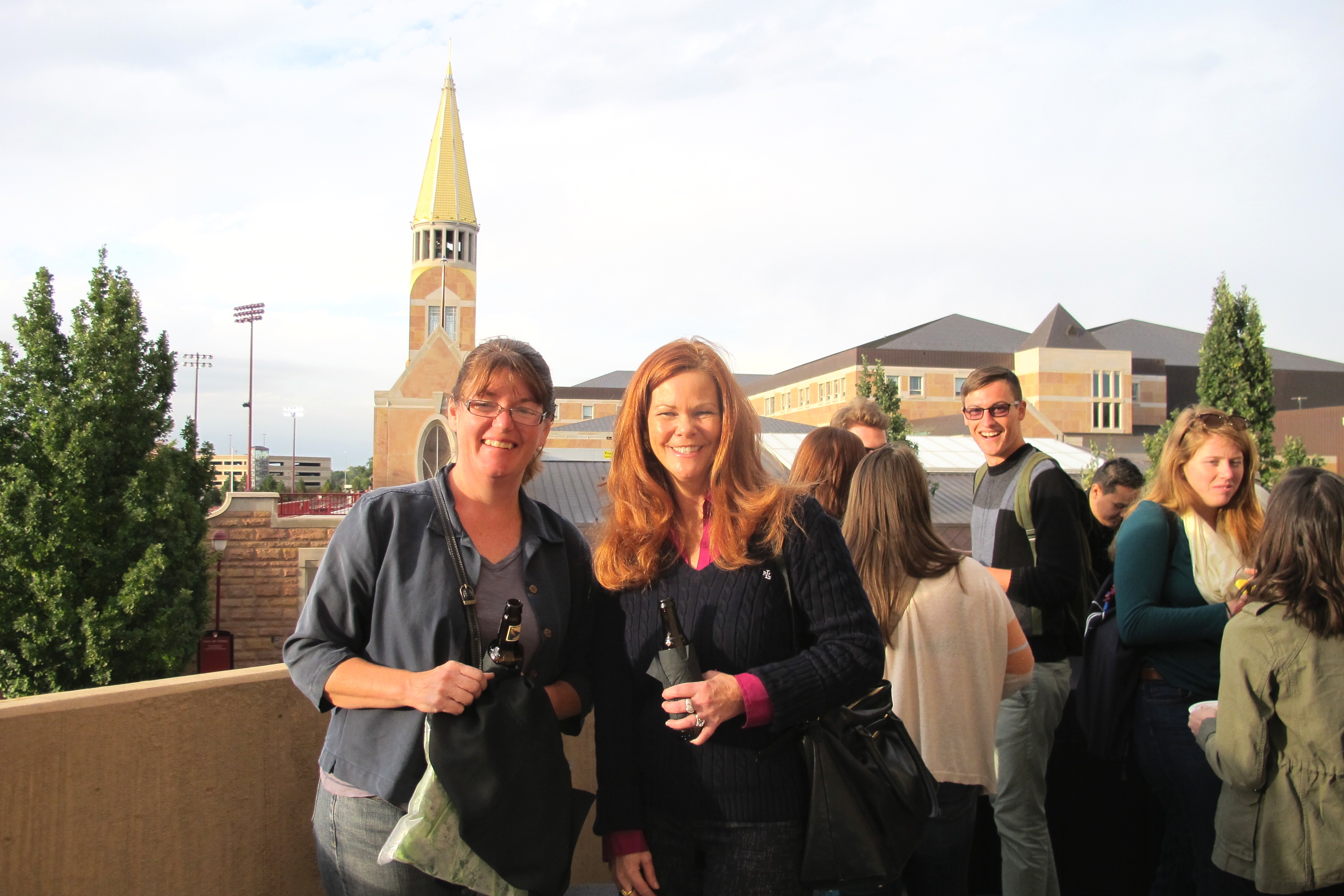 Professor Catherine Chauvin and a DUArt Board member enjoying the newly-opened balcony