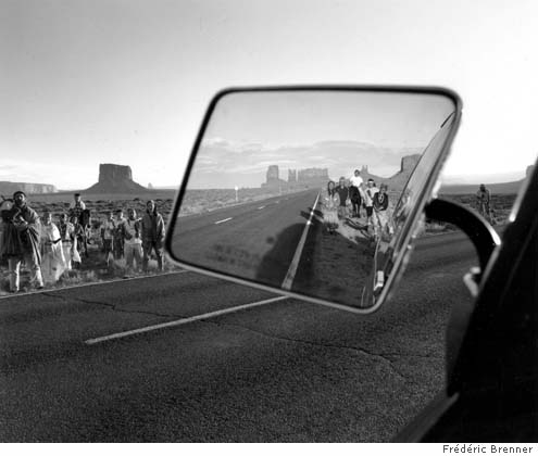 Spiritual Gathering, Arizona
Navajos and Jews 1993 Monument Valley, Az. 
(Jews are on the right and Native Americans reflected in the mirror). 
photos by Frédéric Brenner at the Contemporary Jewish Museum in San Francisco
photos are -- Courtesy of Frédéric Brenner




Datebook#Datebook#Chronicle#11/29/2004#ALL#5star##0422487336