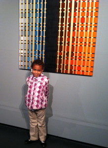 Colorful combos - posing in front of a Cassandra Lillard painting