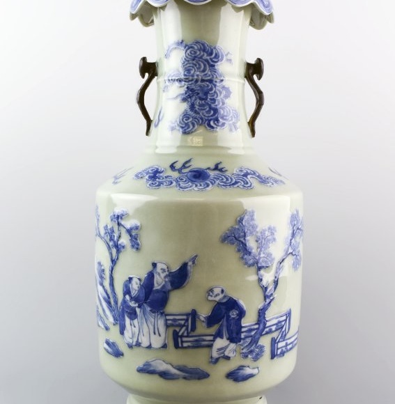 1989001074-4 Celadon and Blue Glaze Porcelain Vase